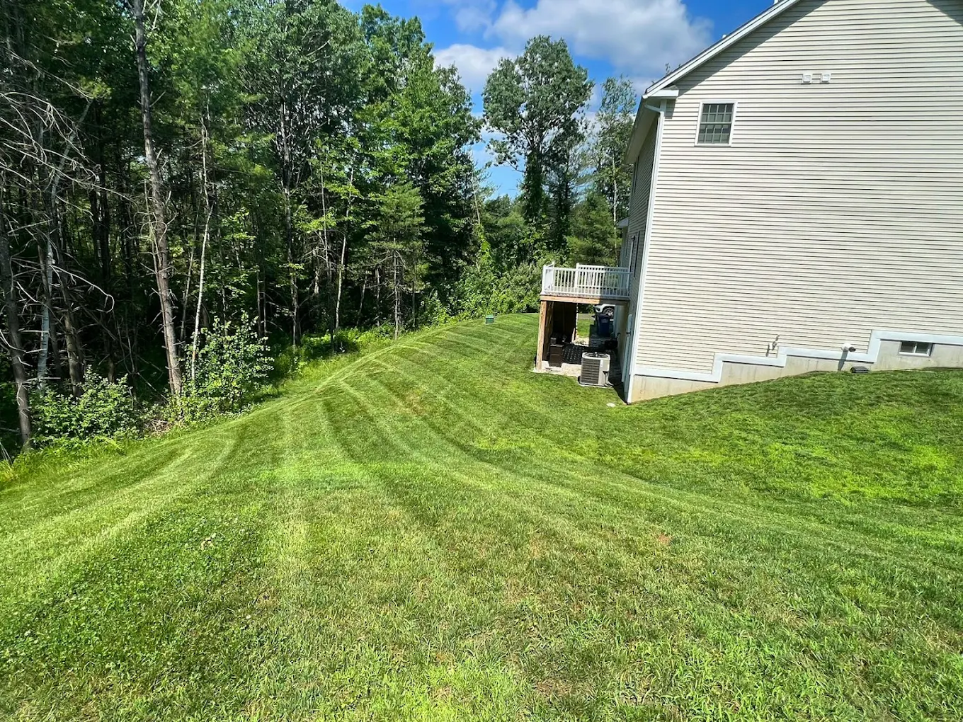 Striped, freshly mowed lawn in New Hampshire